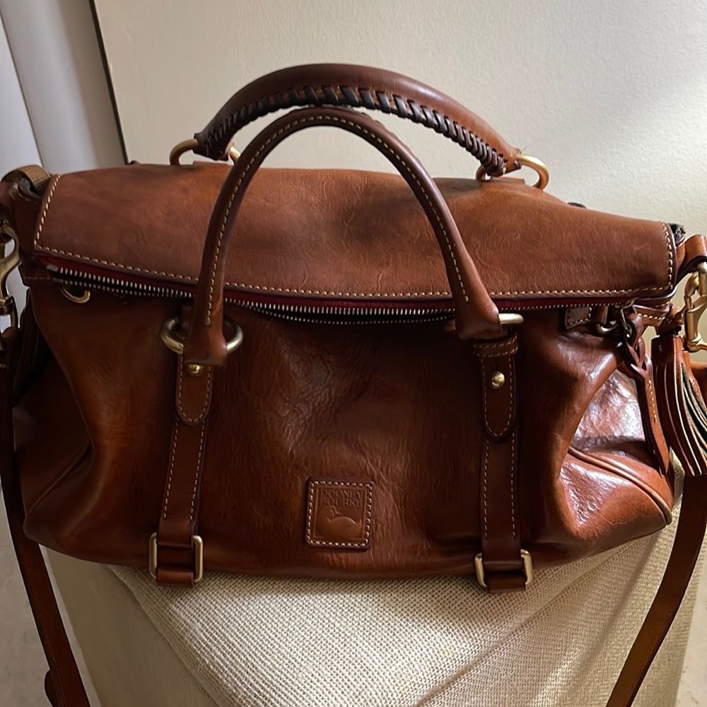 Dooney & Bourne Florentine Leather Tasseled Satchel Bag
